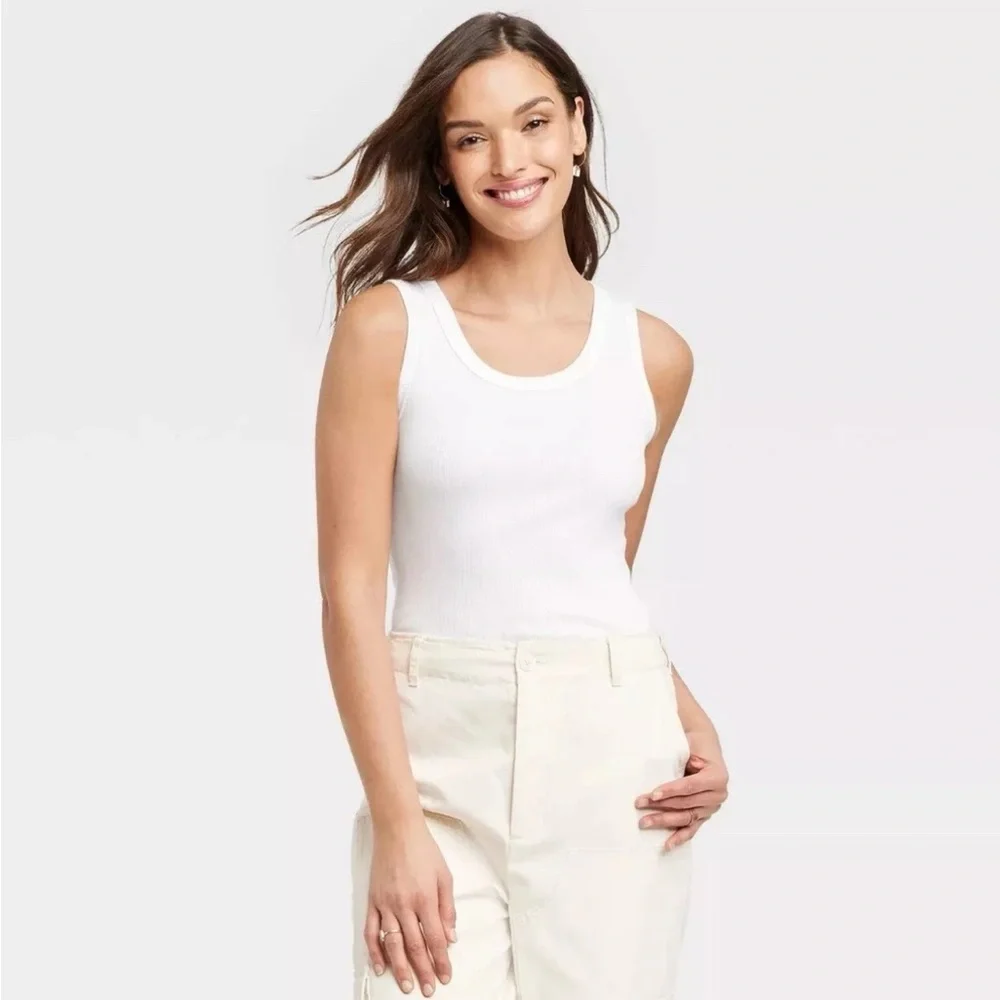 Women’s Slim Fit Scoop Neck Tank Top Size XXL White Universal Thread - Picture 1 of 7